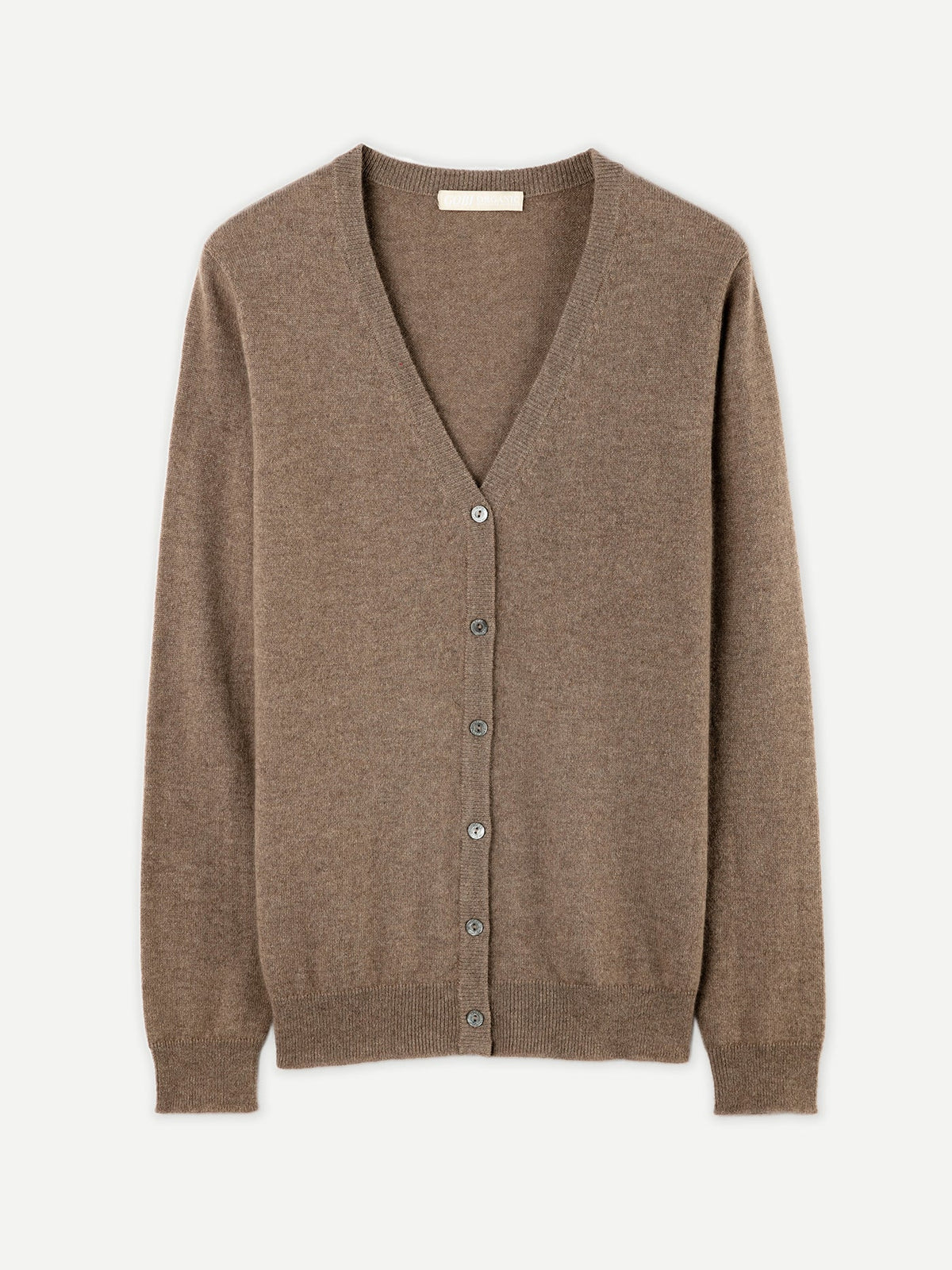Essential Cashmere V-neck Cardigan — Taupe
