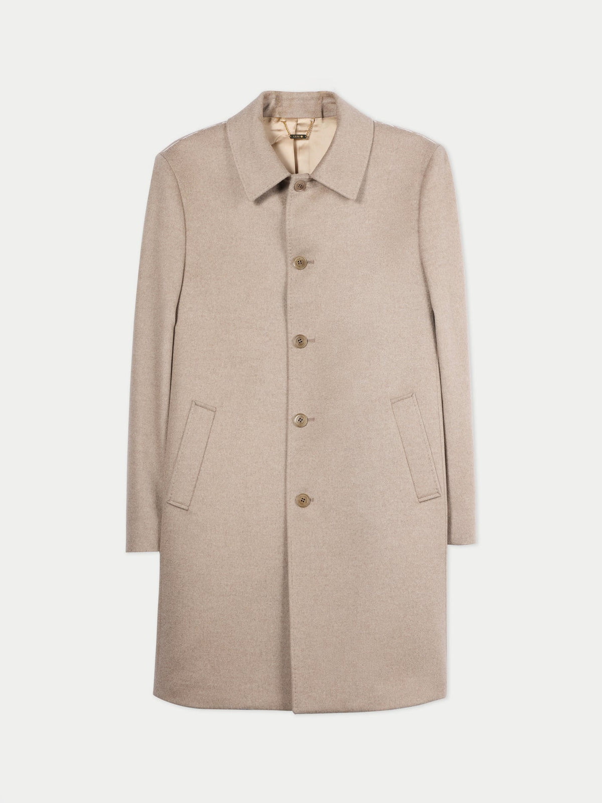 Men's Single-breasted Cashmere Coat — Taupe