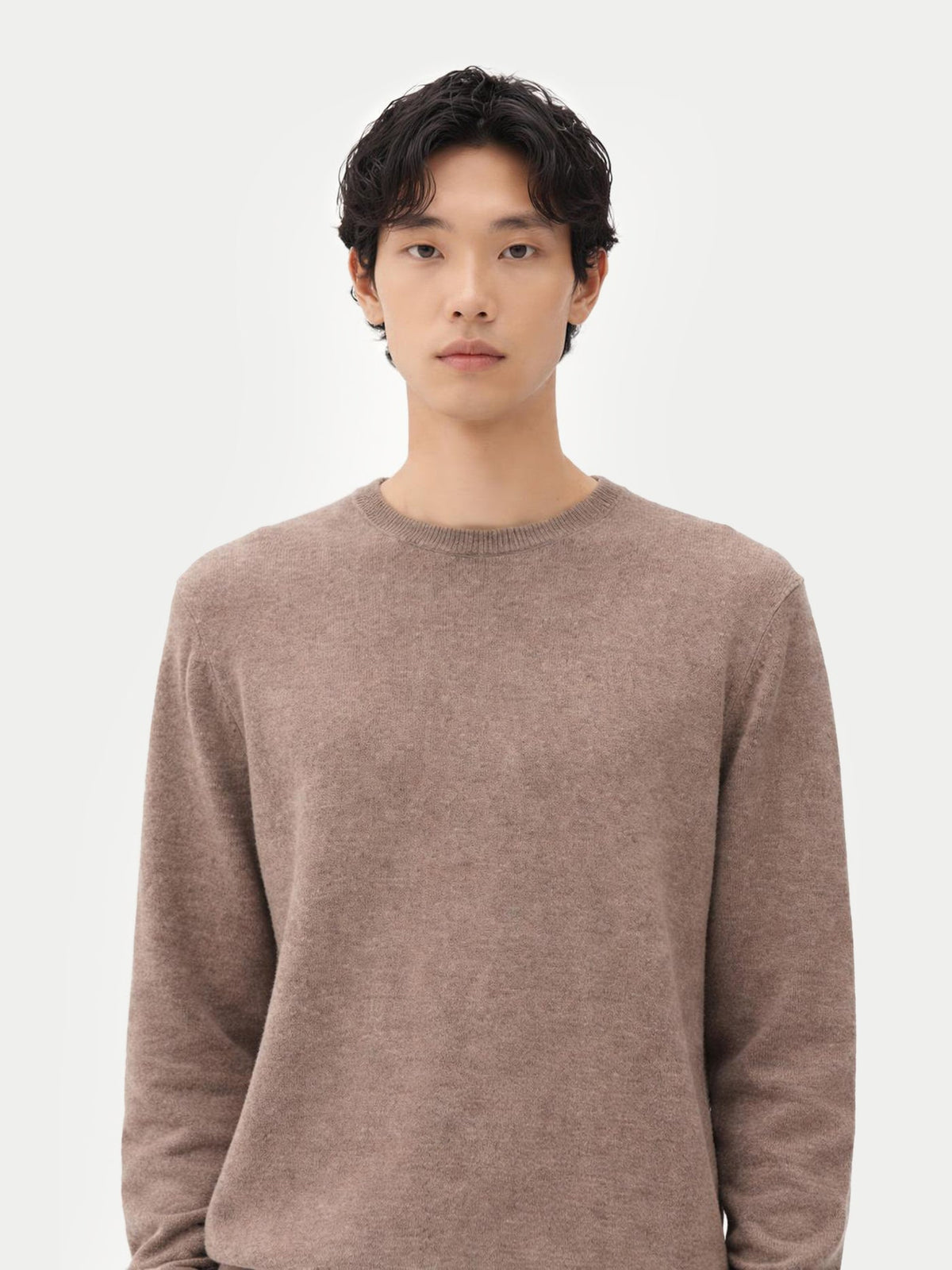 Essential Crewneck Cashmere Sweater — Taupe