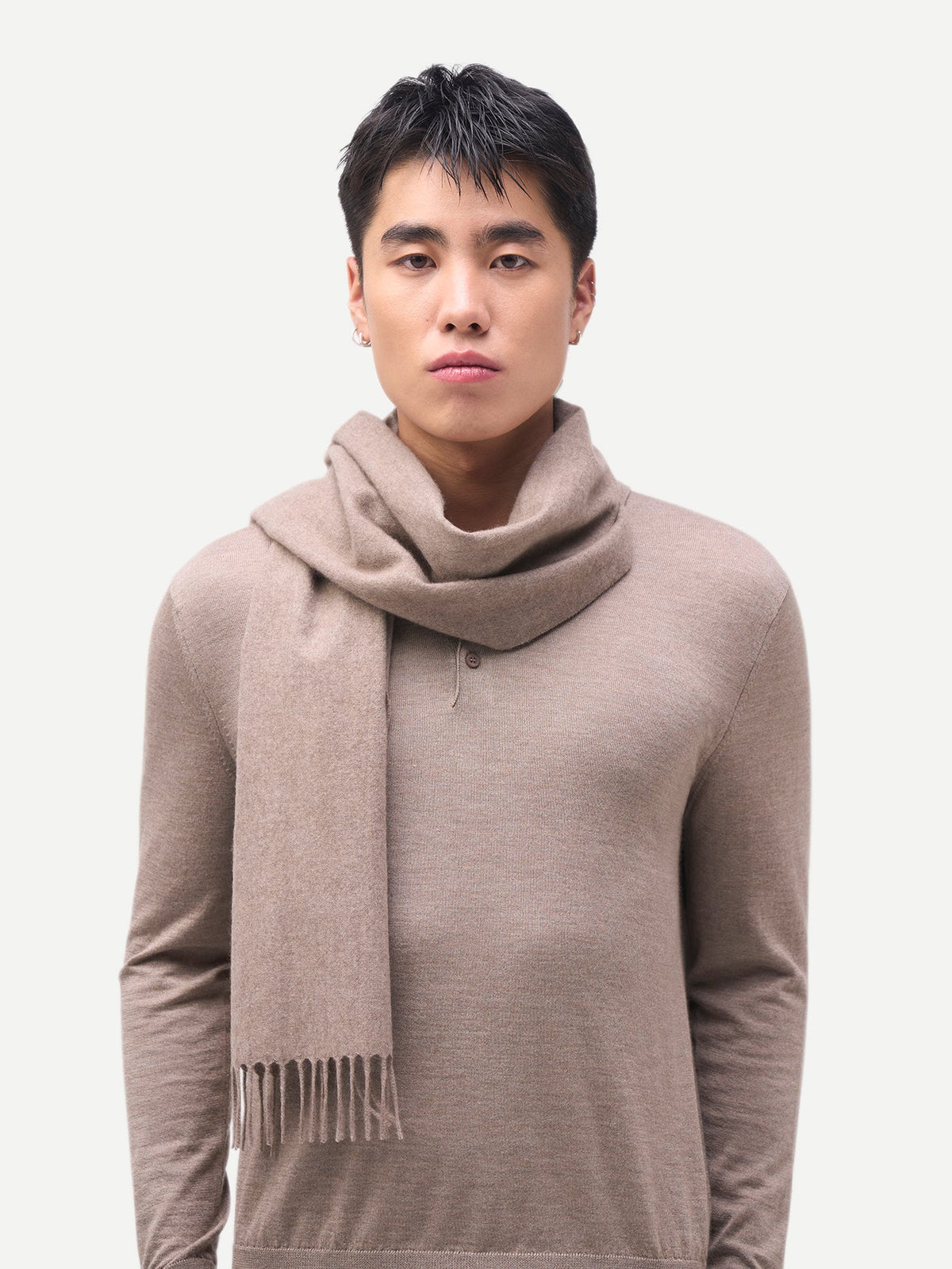 Cashmere Woven Scarf — Taupe