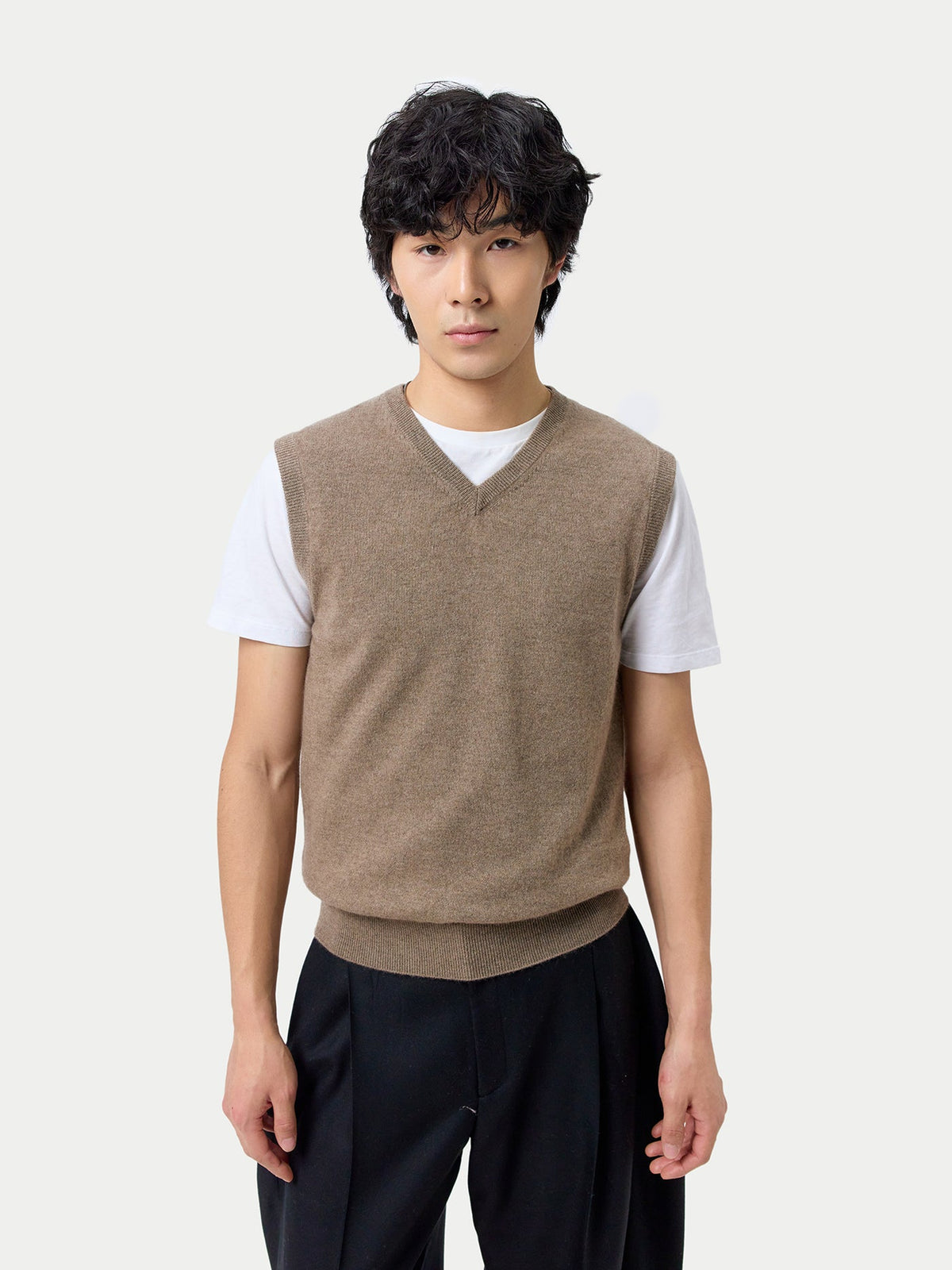 Timeless V-neck Cashmere Vest — Taupe