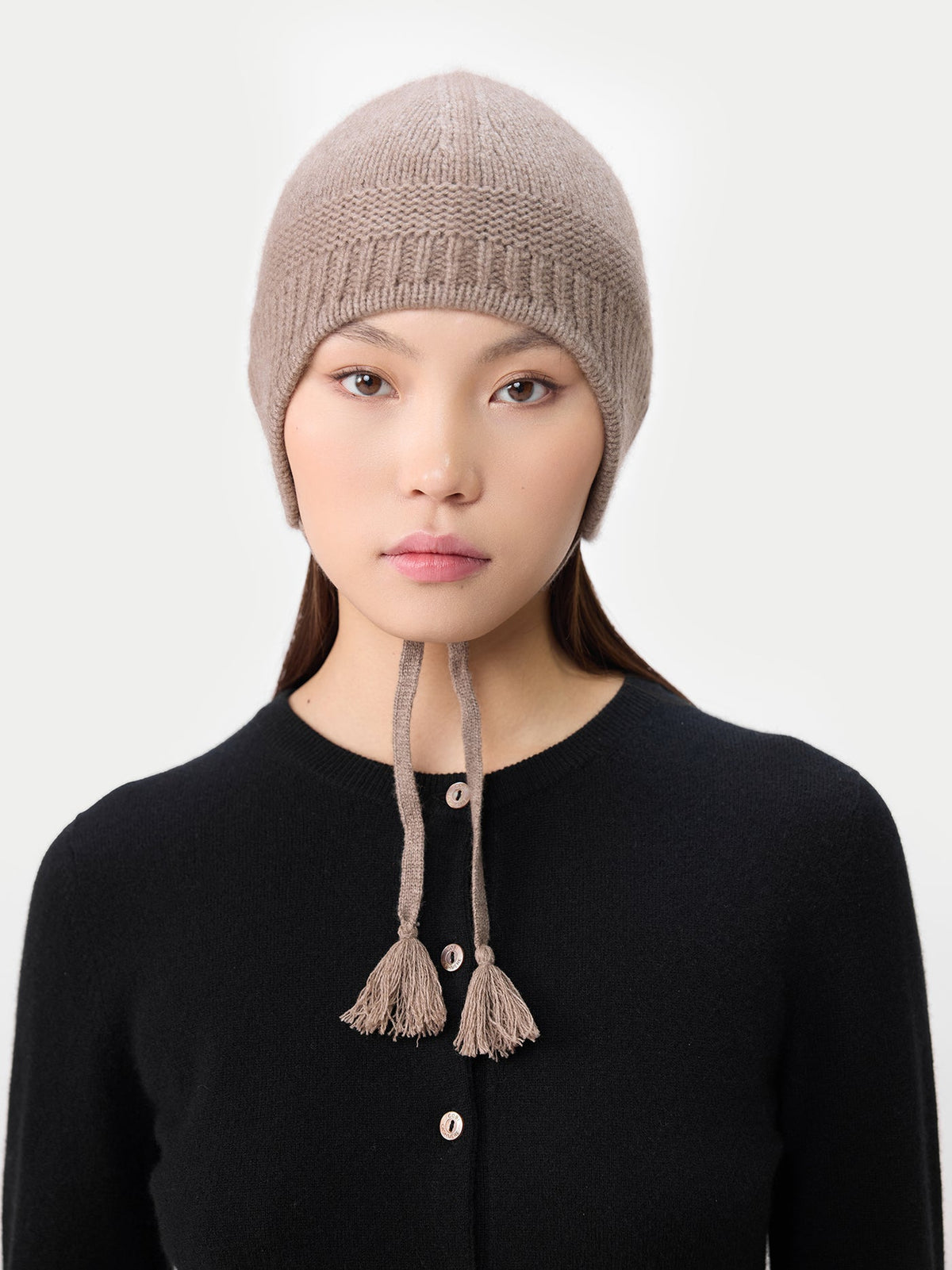 Ultimate Warmth Knit Tie Hat — Taupe