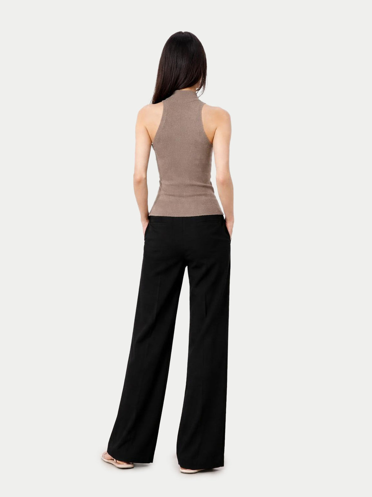 Natural Color Cashmere Turtleneck Top — Taupe