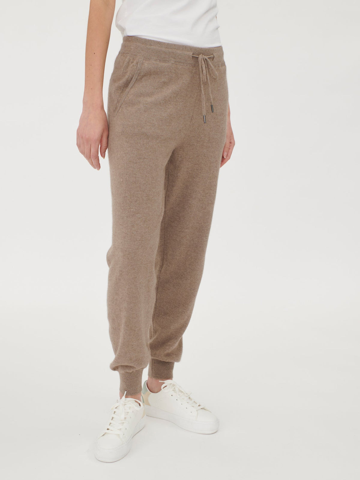 Cuffed Cashmere Jogger — Taupe