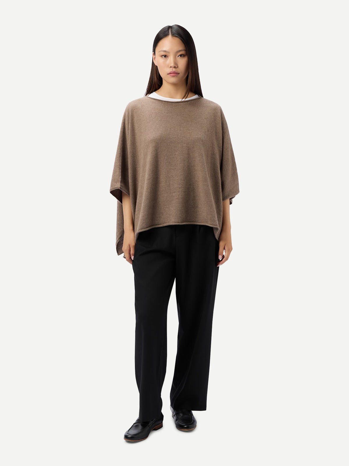 Timeless Knitted Poncho — Taupe