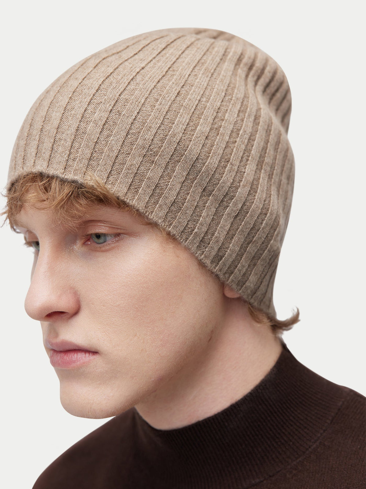 Cashmere Rib Knit Hat — Taupe