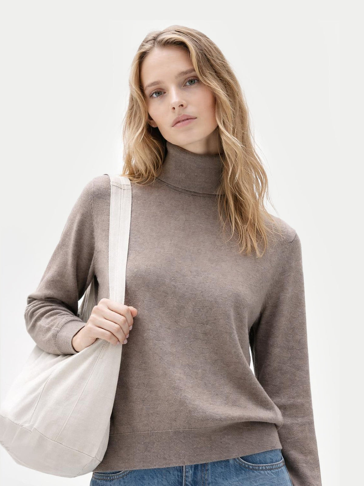 Timeless Cashmere Turtleneck Sweater — Taupe