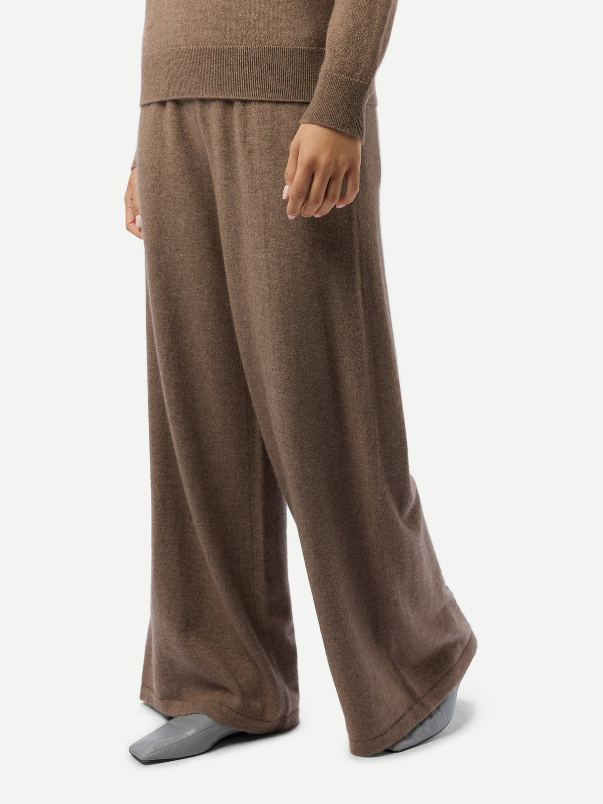 Wide-leg Cashmere Pants — Taupe