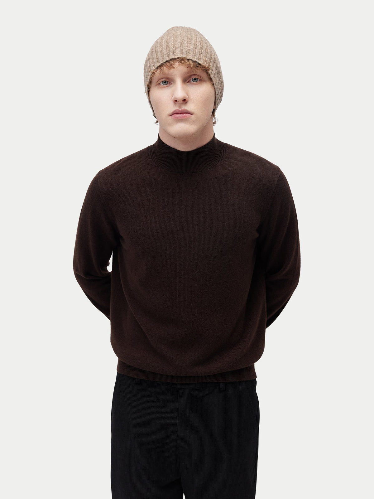 Cashmere Rib Knit Hat — Taupe