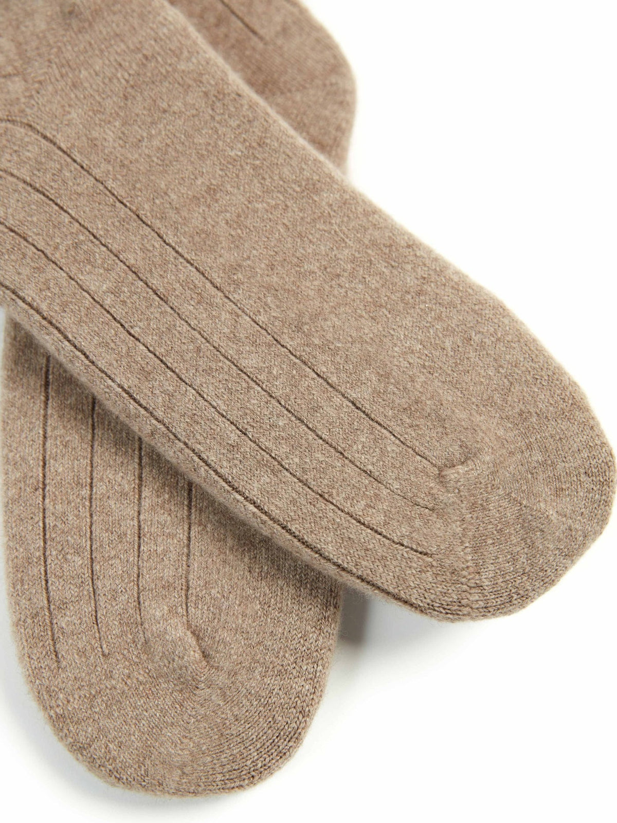 Unisex Cashmere Trim Knit Bed Socks — Taupe