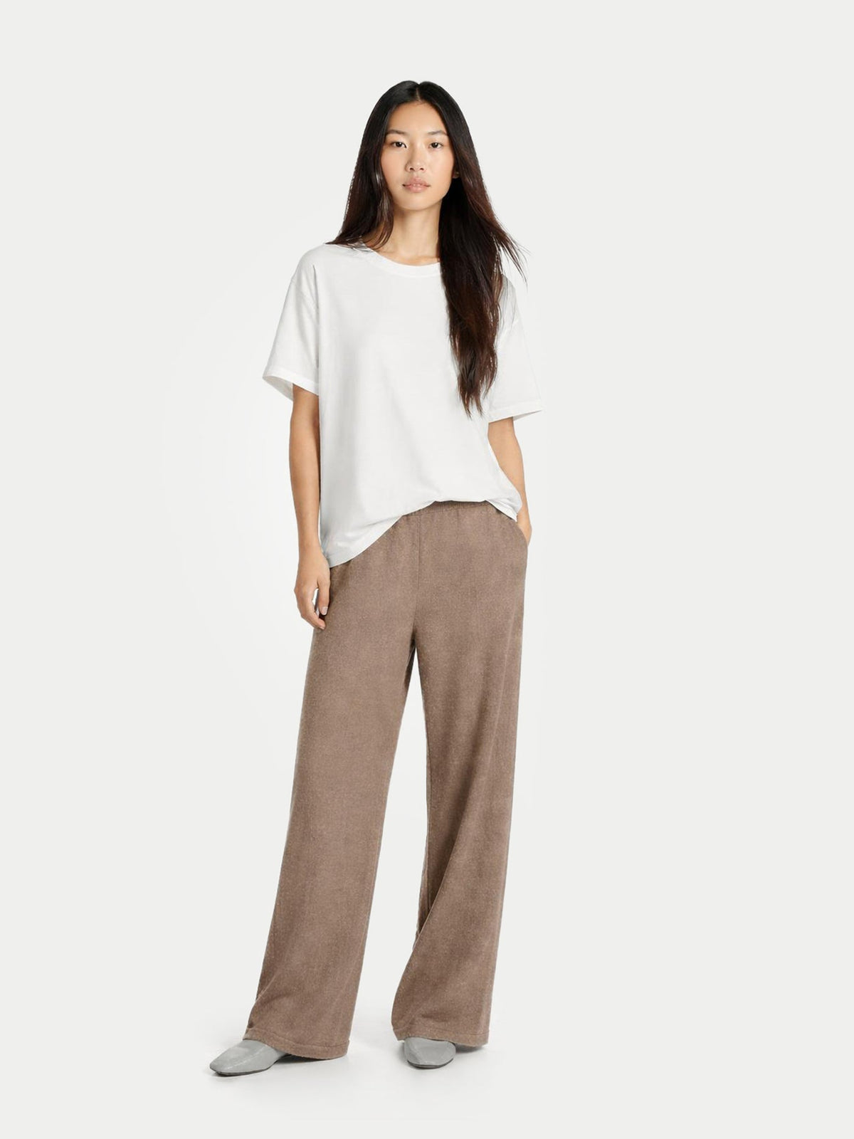 Wide-leg Cashmere Pants — Taupe
