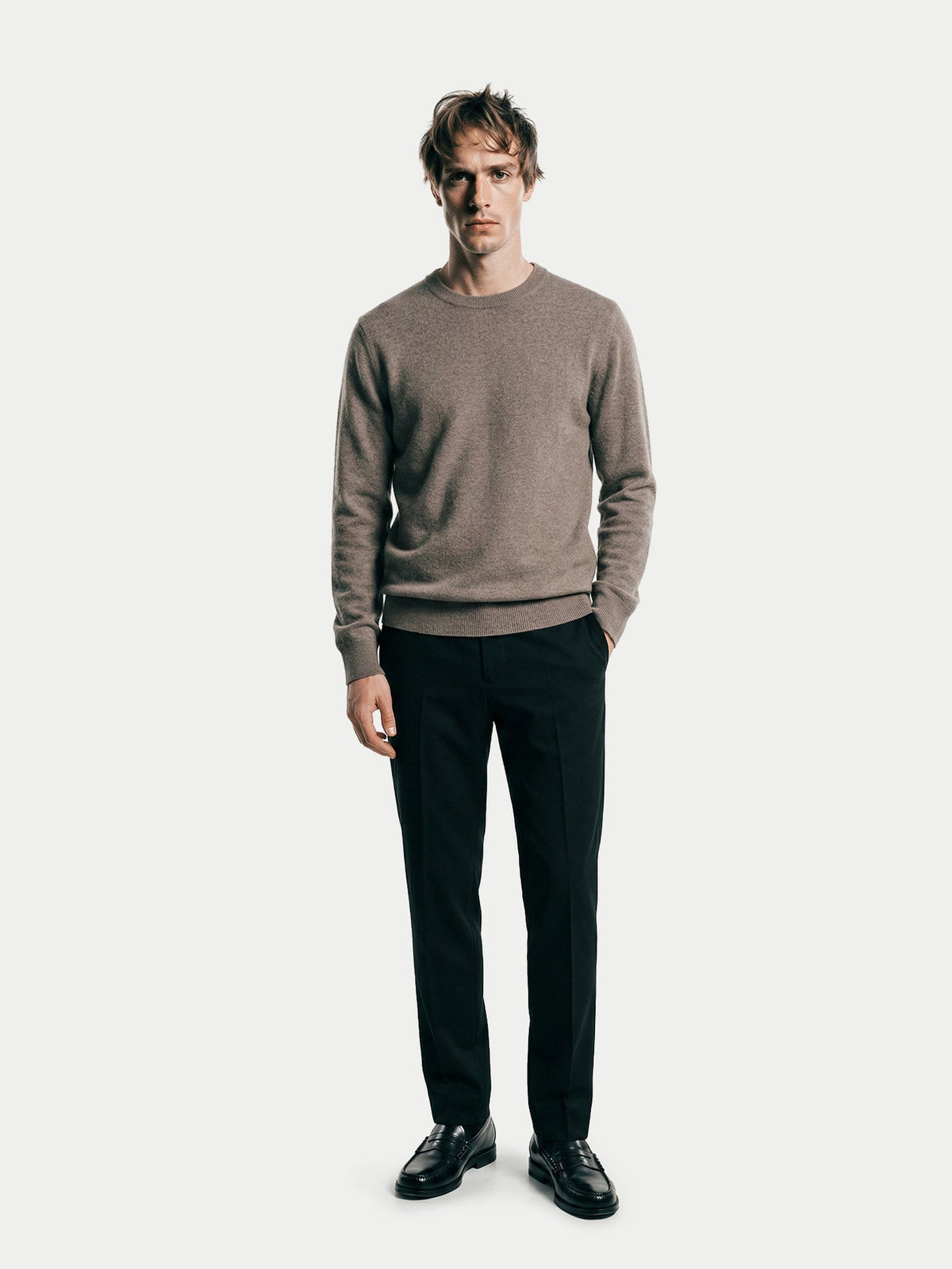 Timeless Crewneck Cashmere Sweater — Taupe