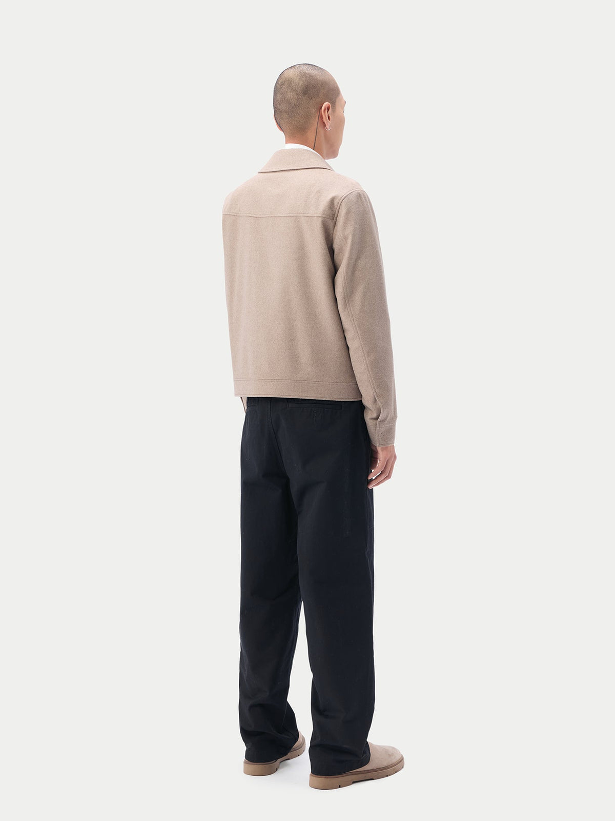Natural Color Snap Front Cashmere Jacket — Taupe