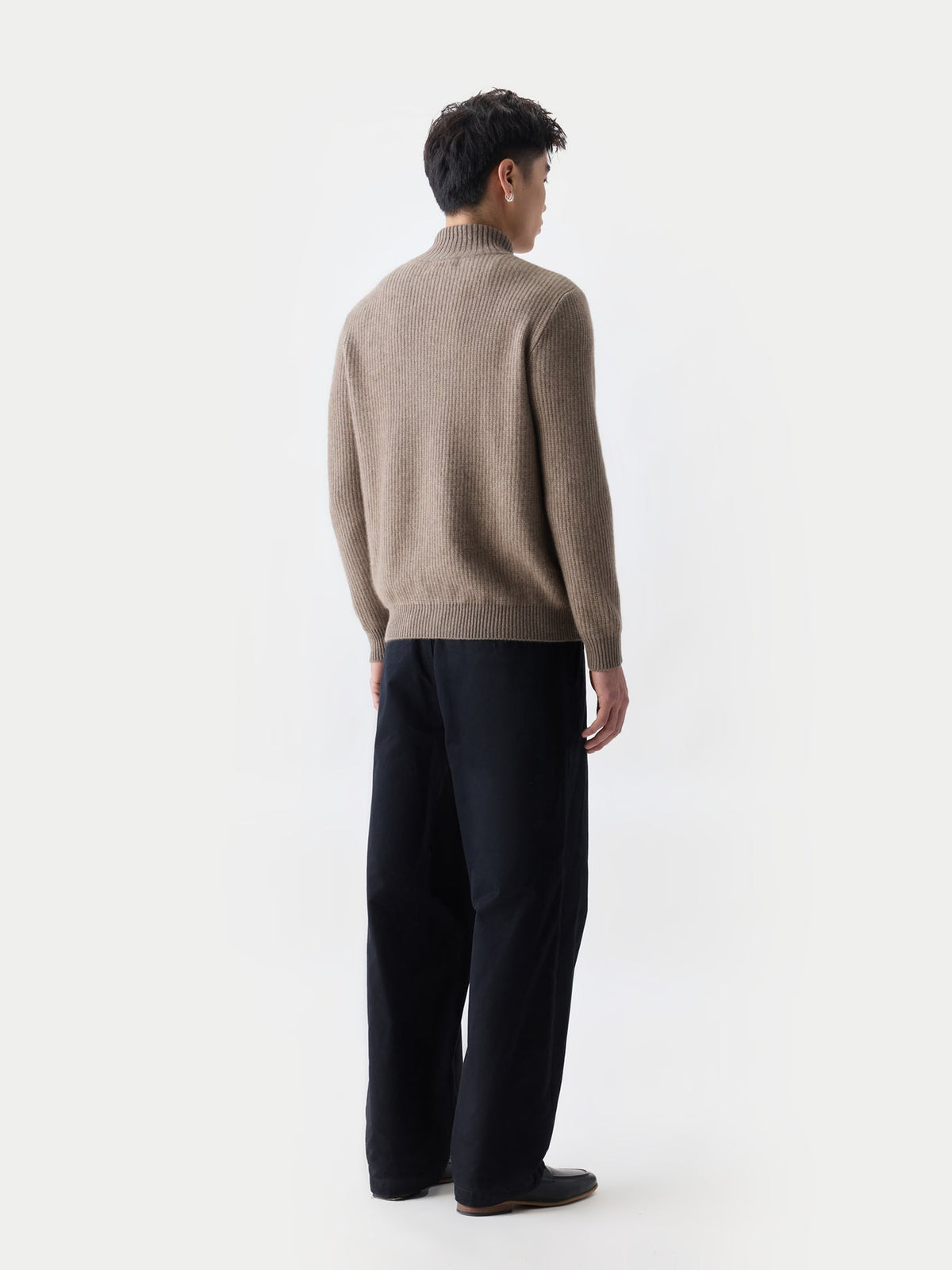 Men's Twо-tone Full-zip Cashmere Cardigan — Taupe