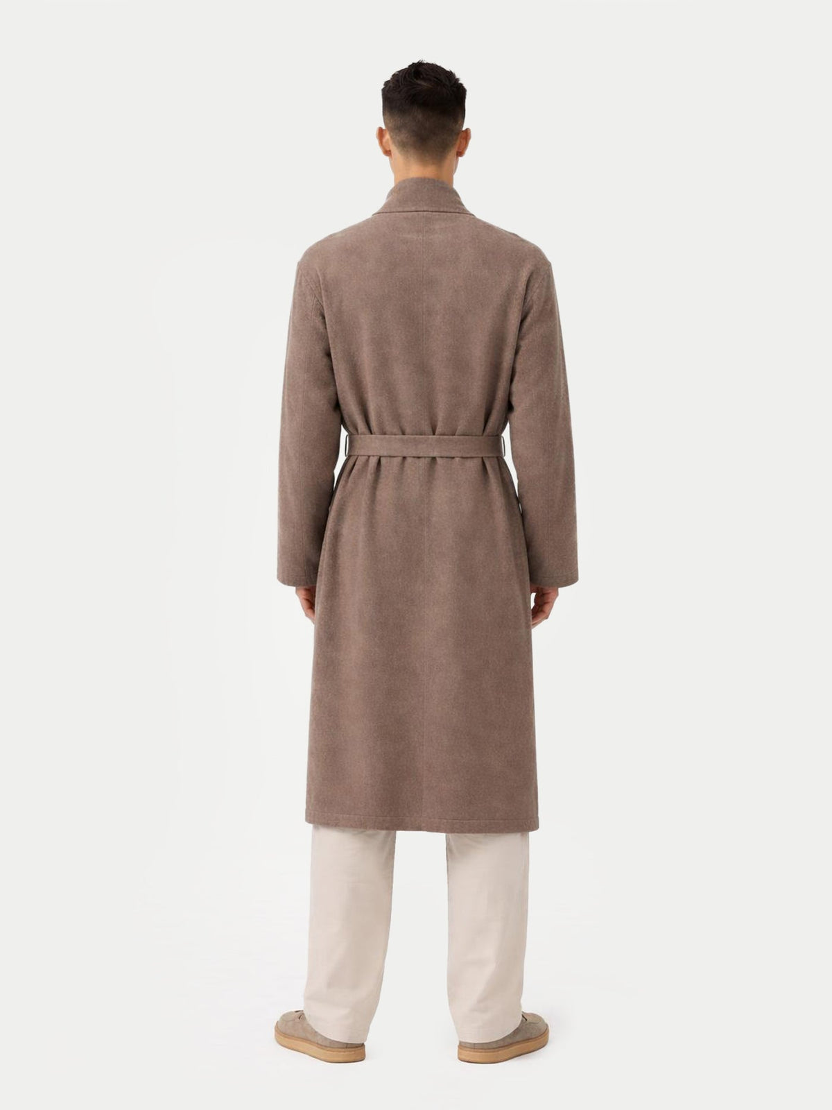 Natural Color Men's Cashmere Robe — Taupe