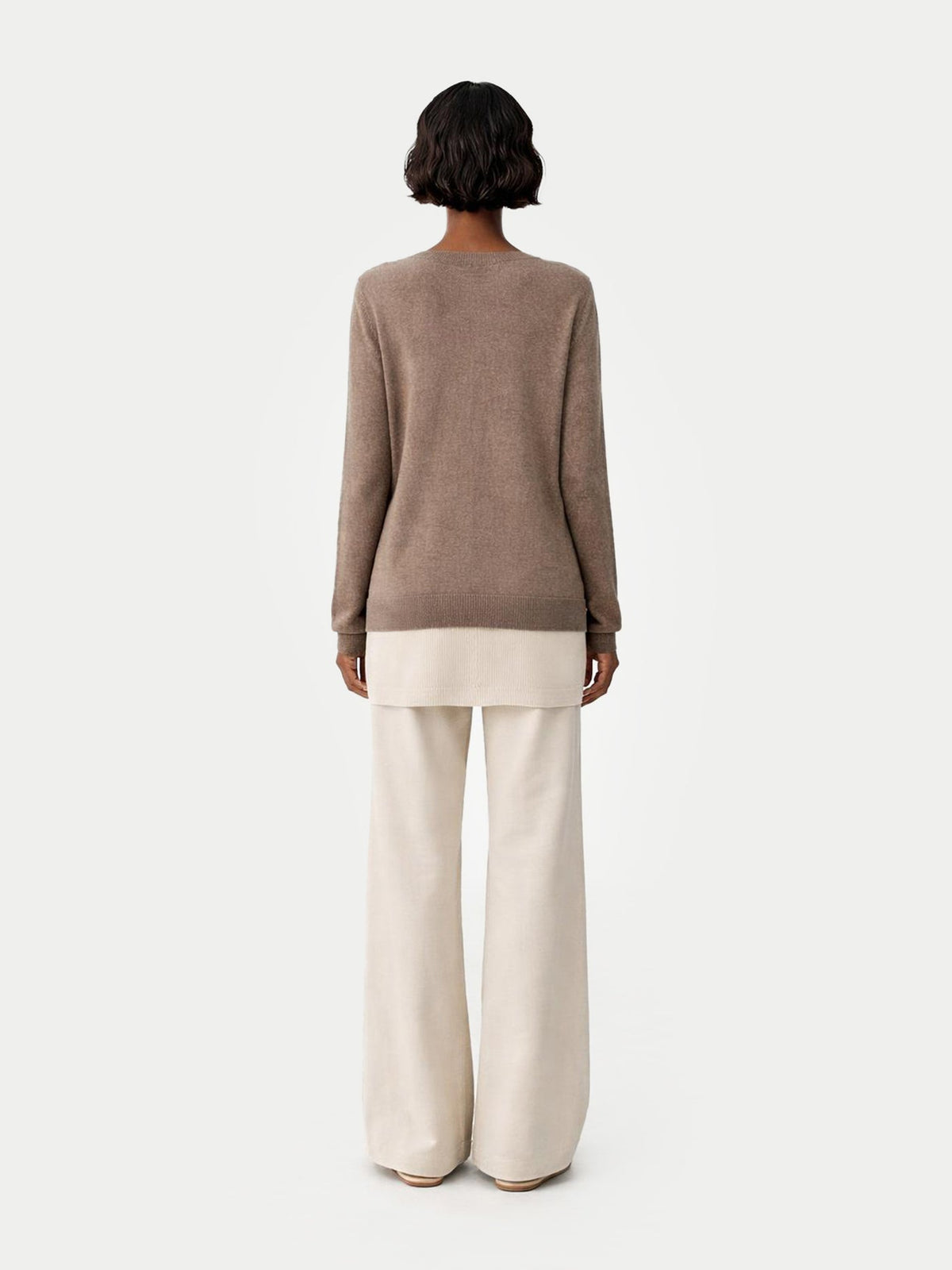 Essential Cashmere V-neck Sweater — Taupe