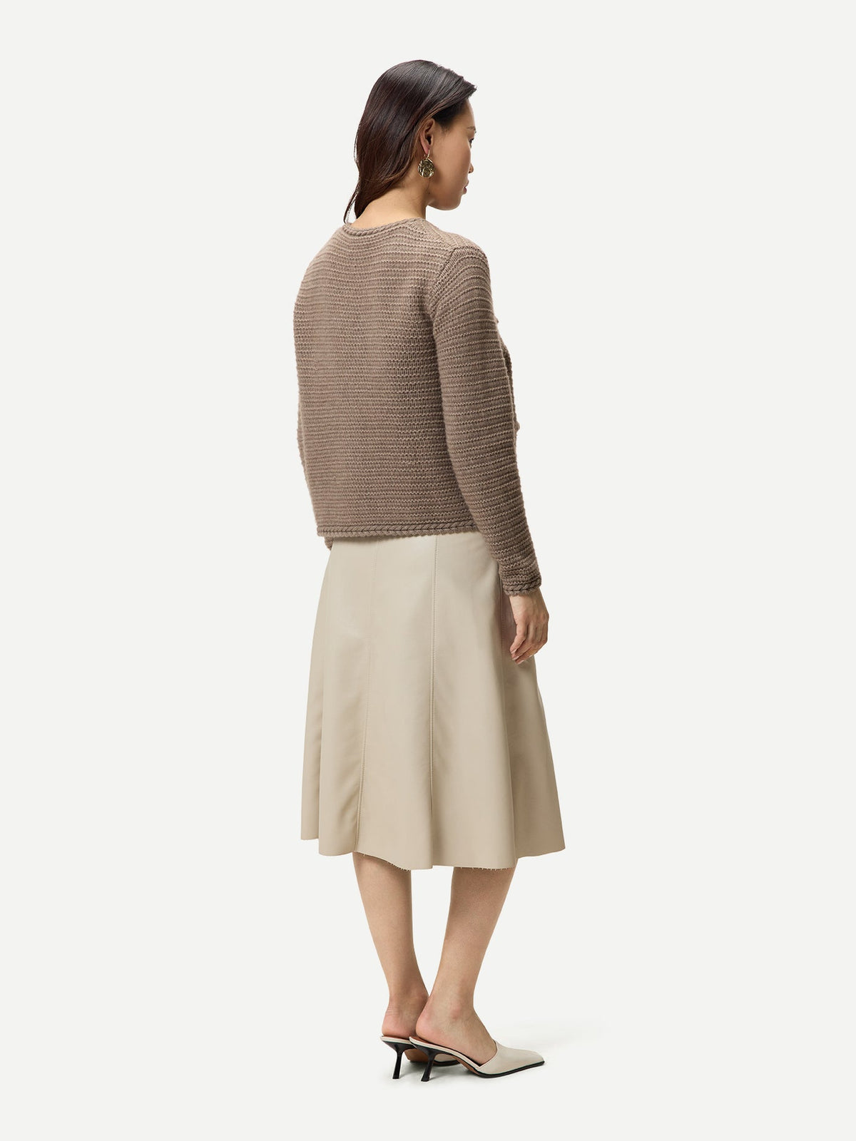 Textured Knit Cashmere Jacket-style Cardigan — Taupe