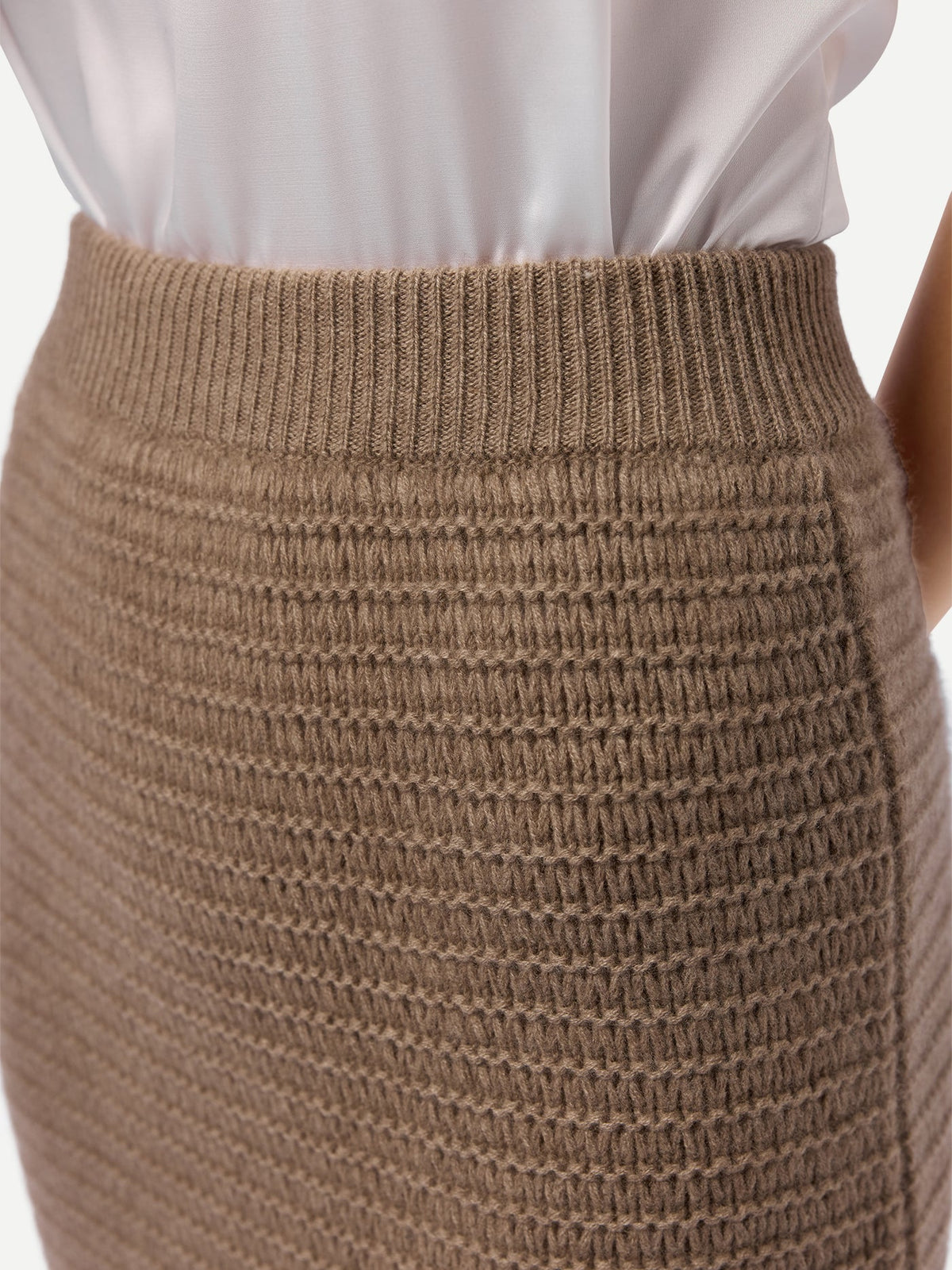 Natural Color Cashmere Sheath Skirt — Taupe