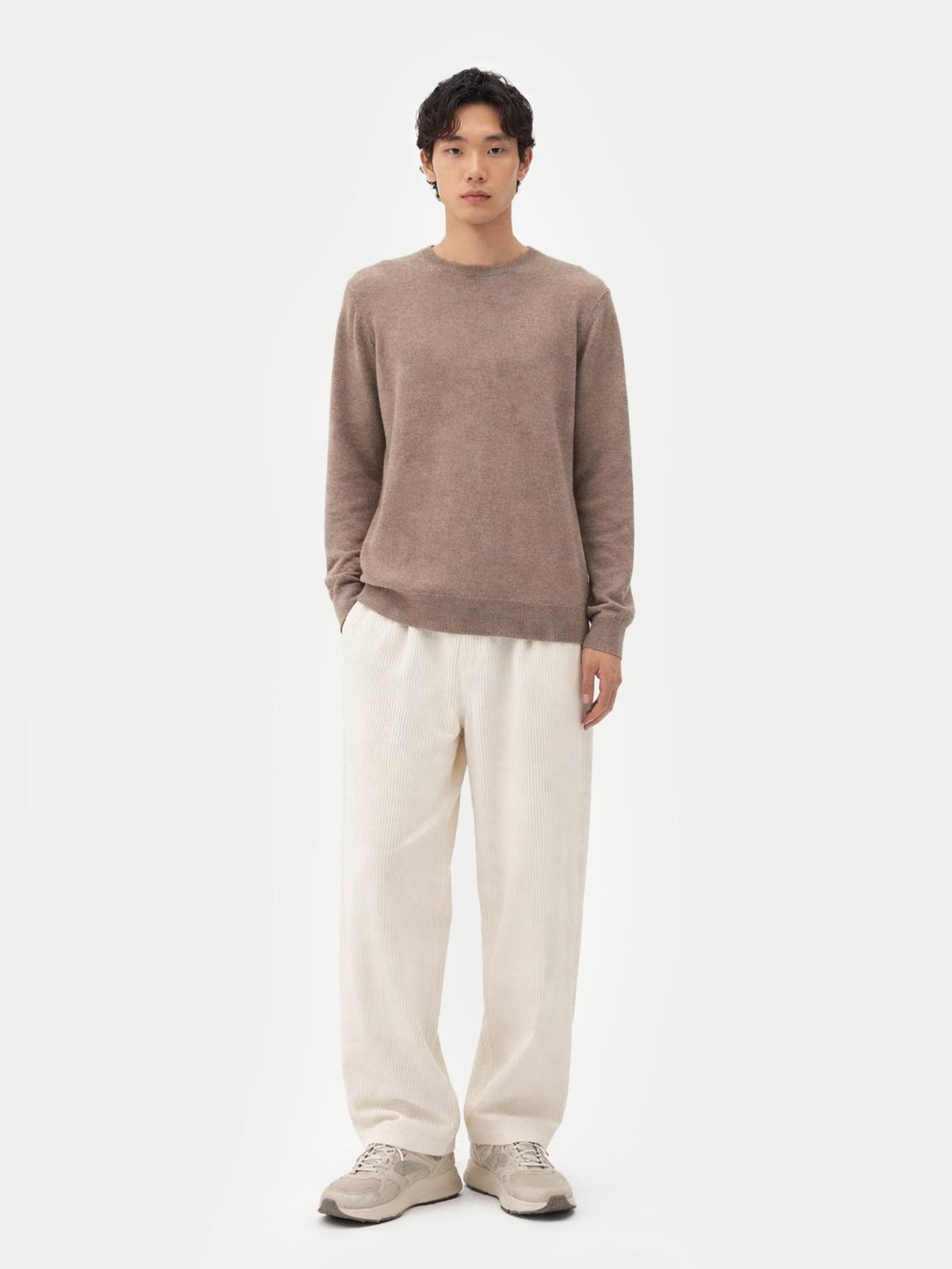 Essential Crewneck Cashmere Sweater — Taupe