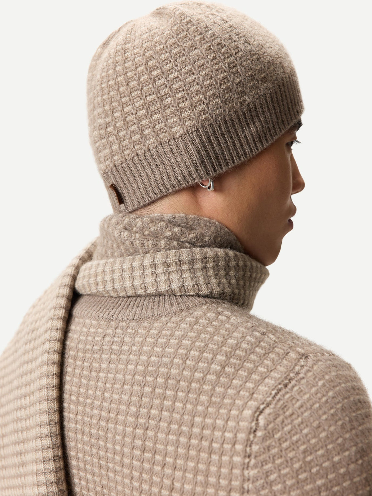 Waffle Knit Cashmere Hat — Taupe