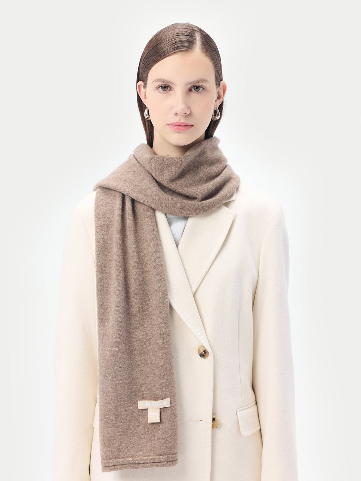 Cashmere Jersey Knit Scarf — Taupe