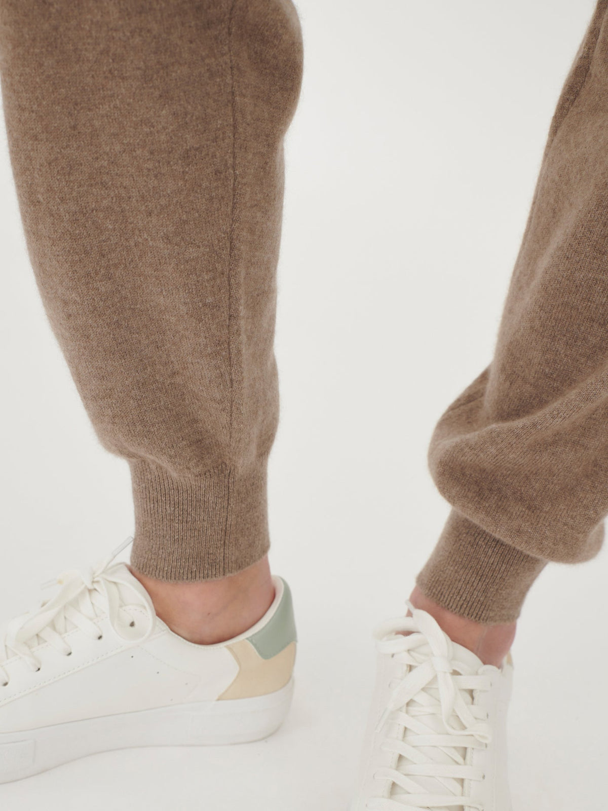 Cuffed Cashmere Jogger — Taupe