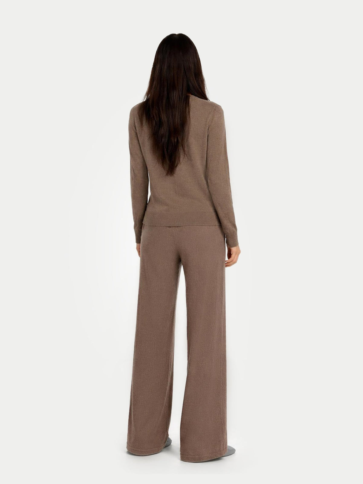 Wide-leg Cashmere Pants — Taupe