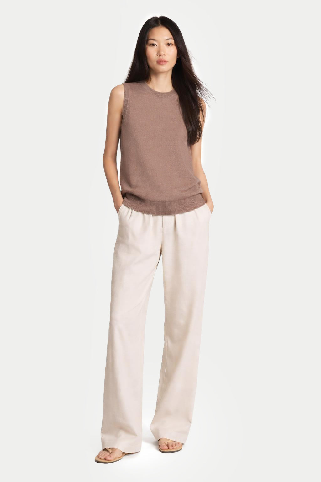 Timeless Cashmere Crewneck Vest — Taupe