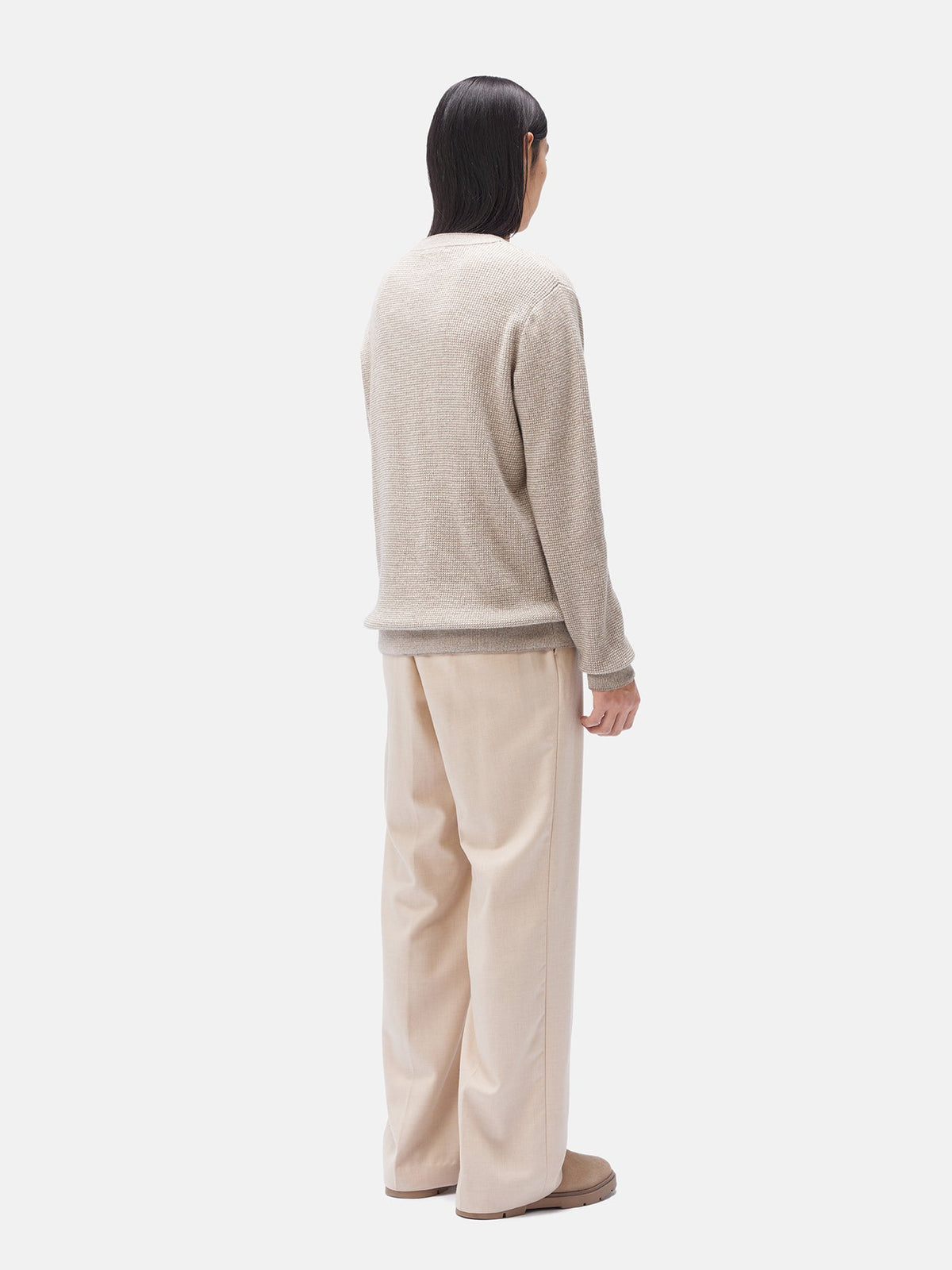 Men's Natural Color Cashmere Crewneck Sweater — Taupe