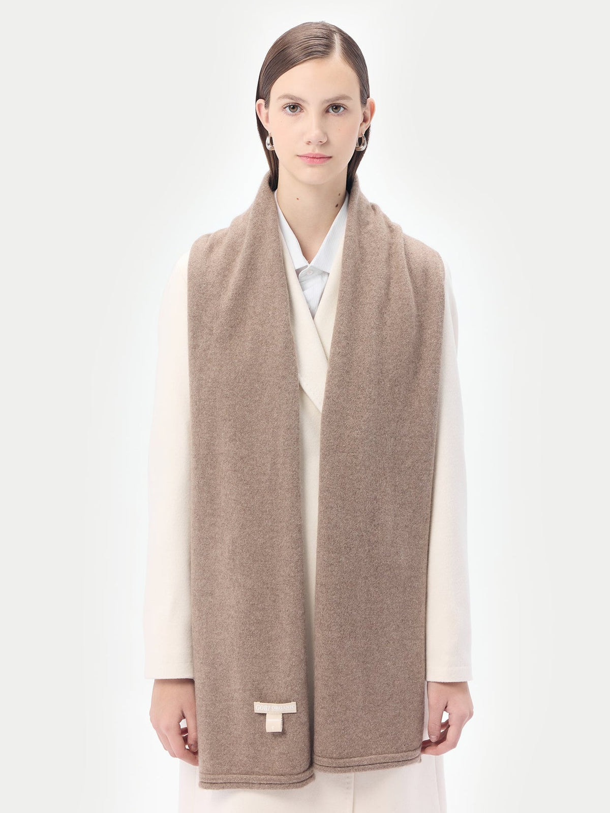 Cashmere Jersey Knit Scarf — Taupe