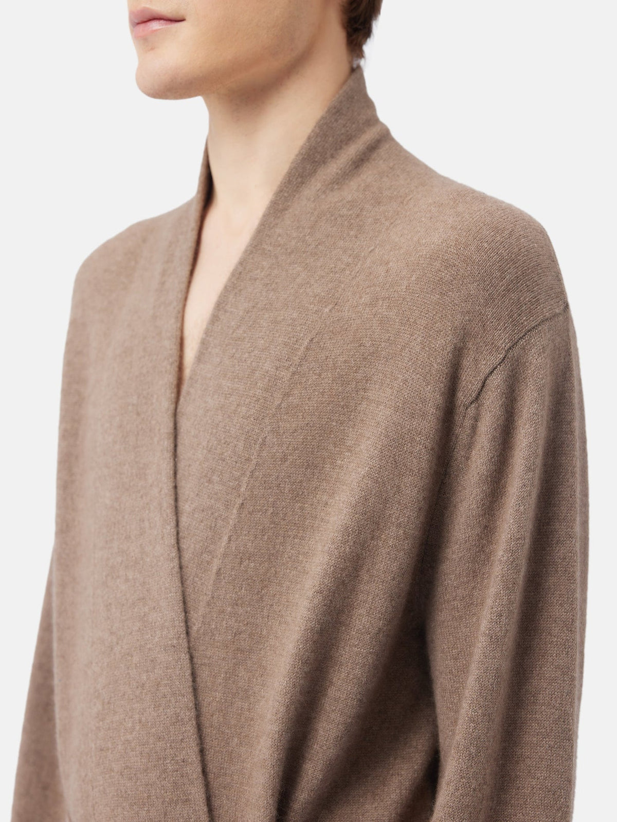 Natural Color Men's Cashmere Robe — Taupe
