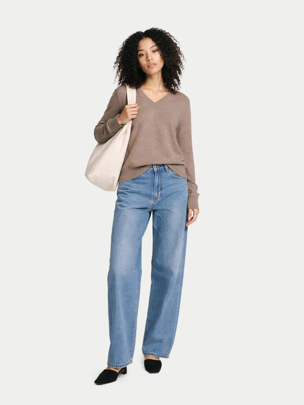 Timeless Cashmere V-neck Sweater — Taupe