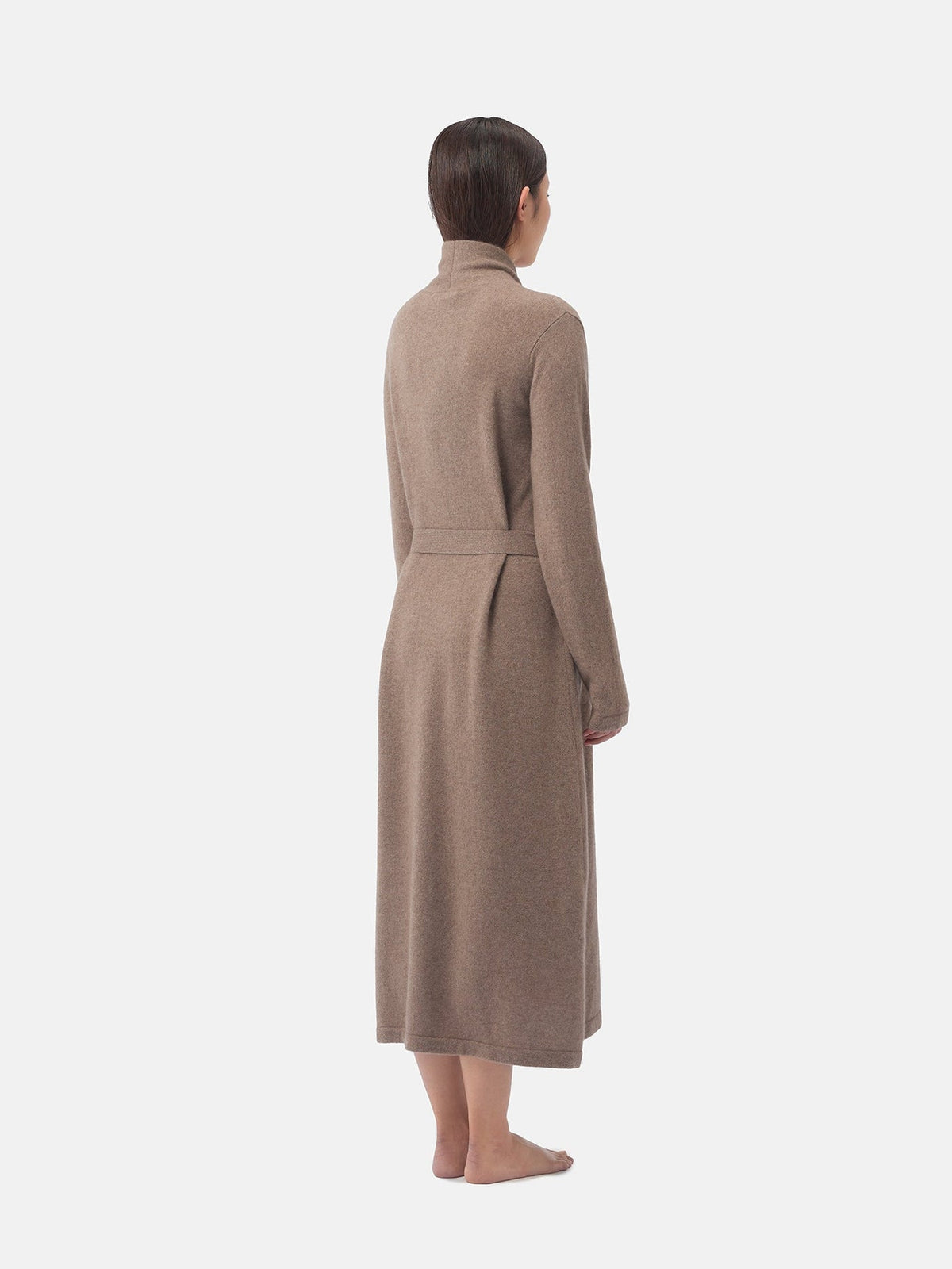 Natural Color Long Cashmere Robe — Taupe