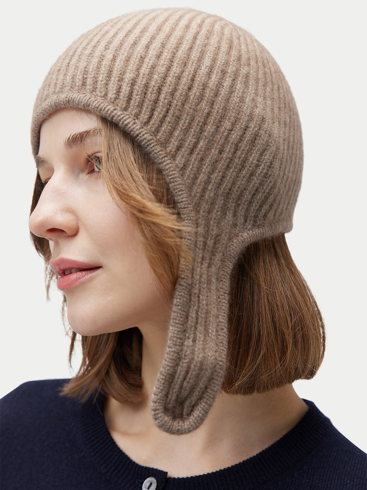 Knitted Aviator Cap — Taupe