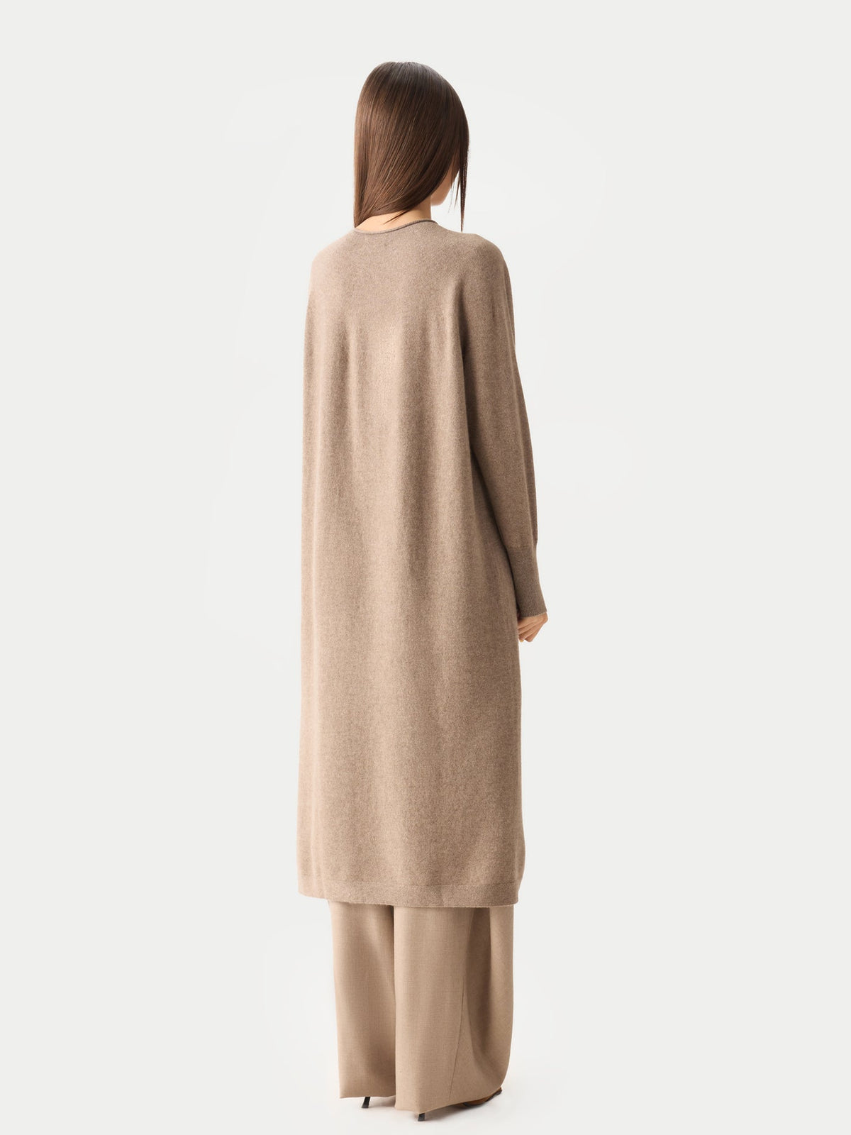 Cashmere Side-slit Maxi Dress — Taupe