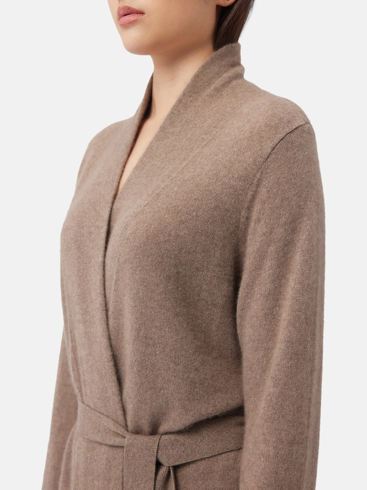 Natural Color Long Cashmere Robe — Taupe