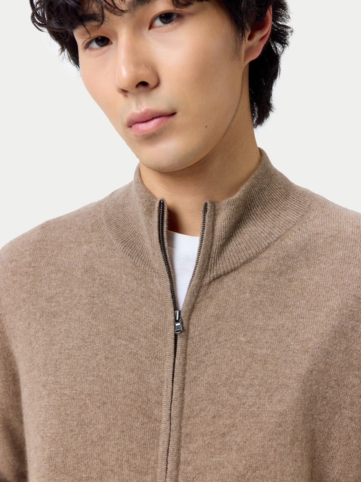 Essential Full-zip Cashmere Cardigan — Taupe