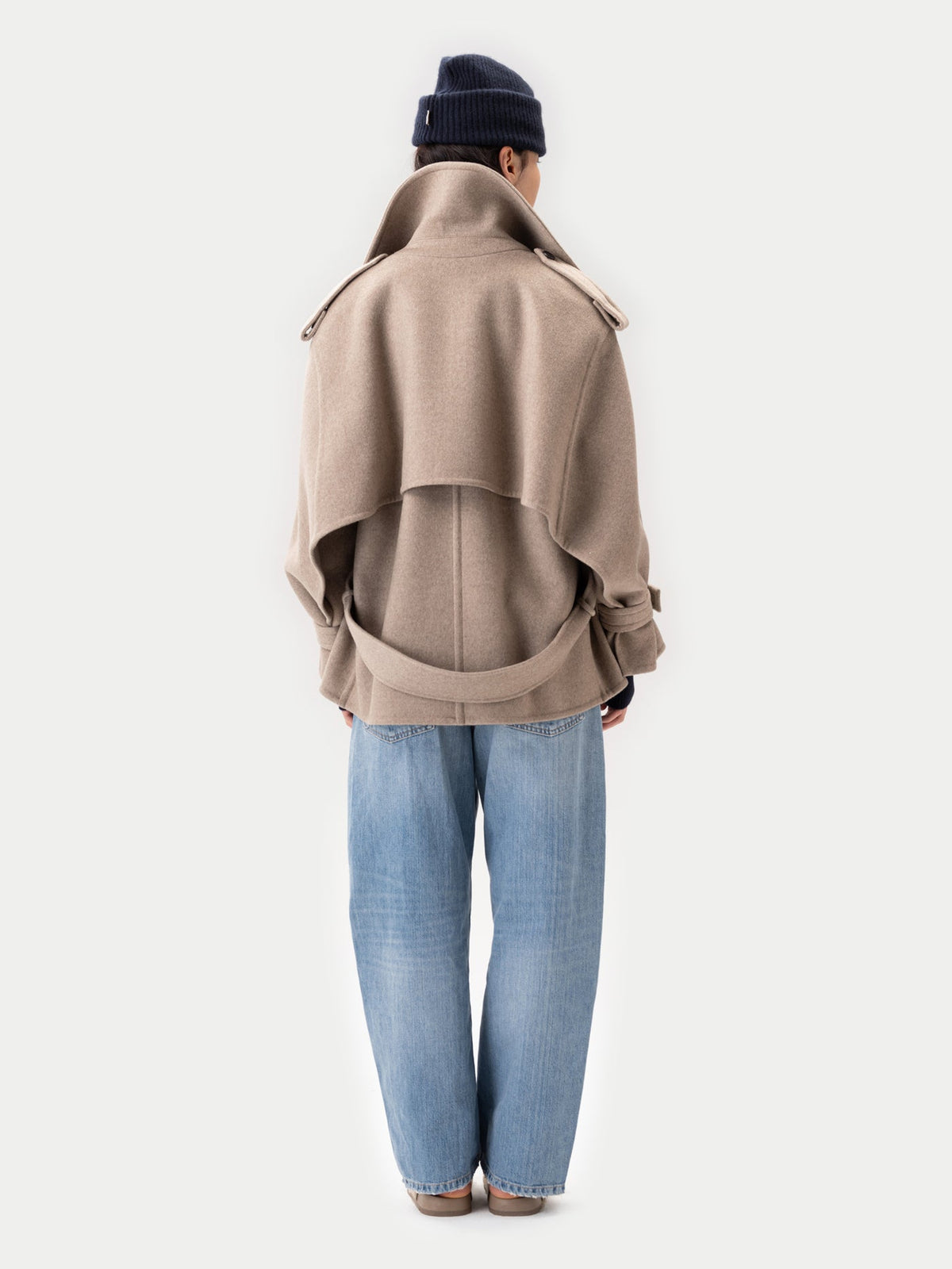 Trench-style Cashmere Peacoat — Taupe