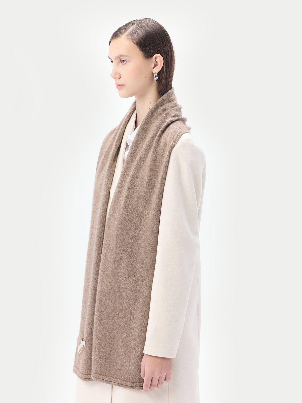 Cashmere Jersey Knit Scarf — Taupe