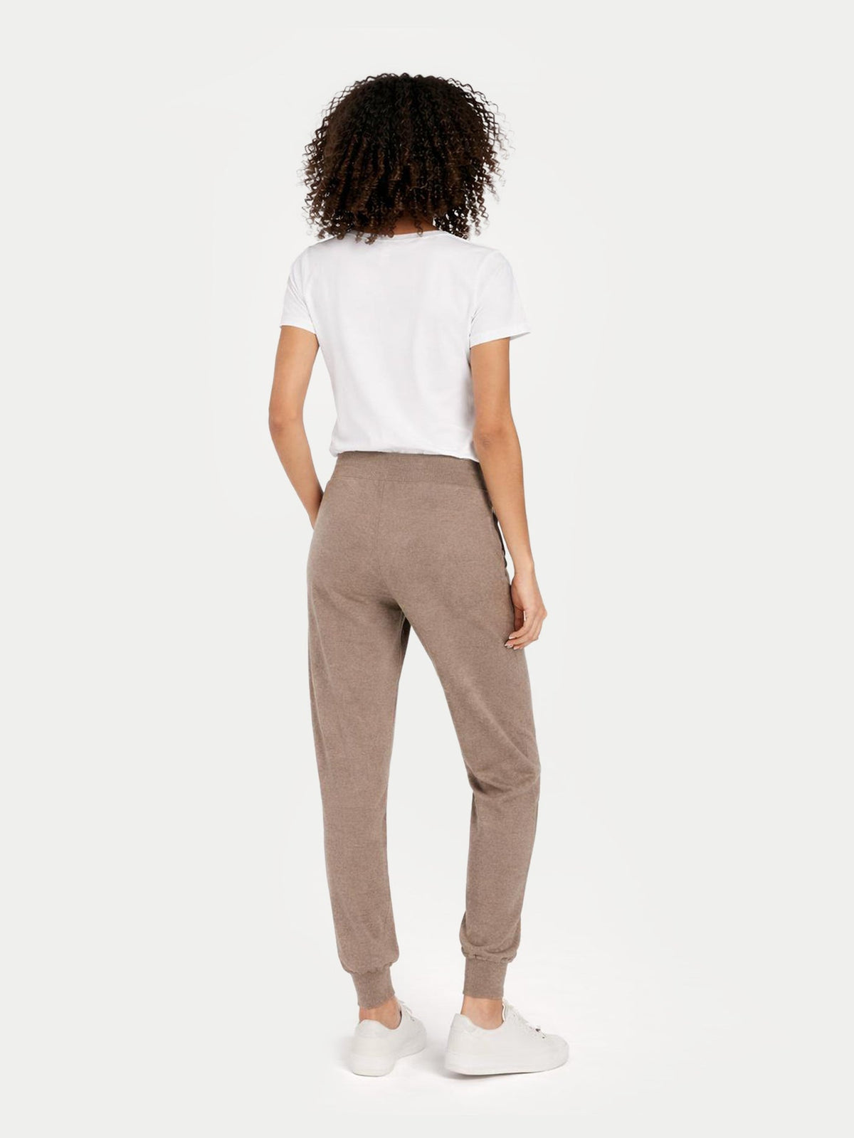 Cuffed Cashmere Jogger — Taupe