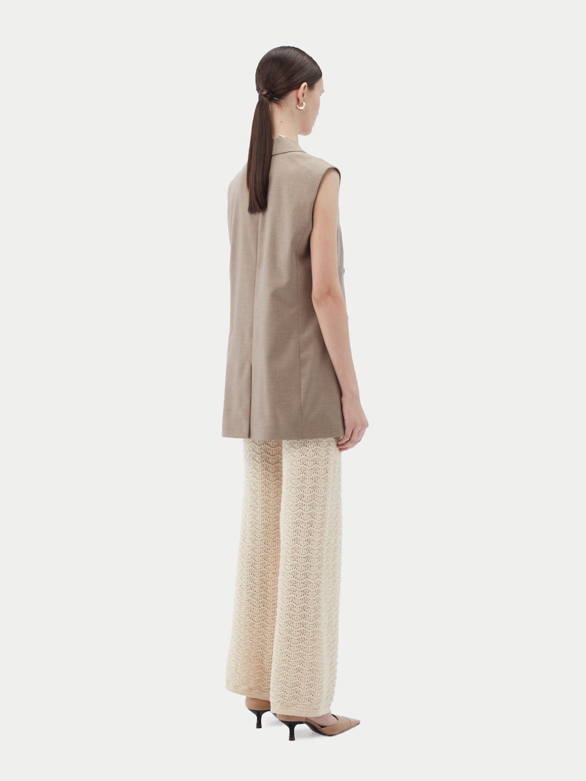 Natural Color Cashmere Double-breasted Vest — Taupe