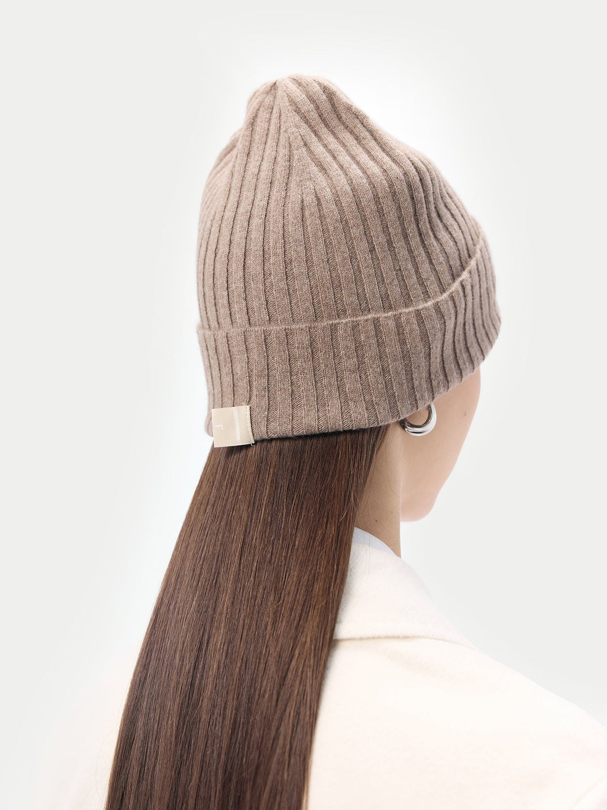 Cashmere Rib Knit Hat — Taupe