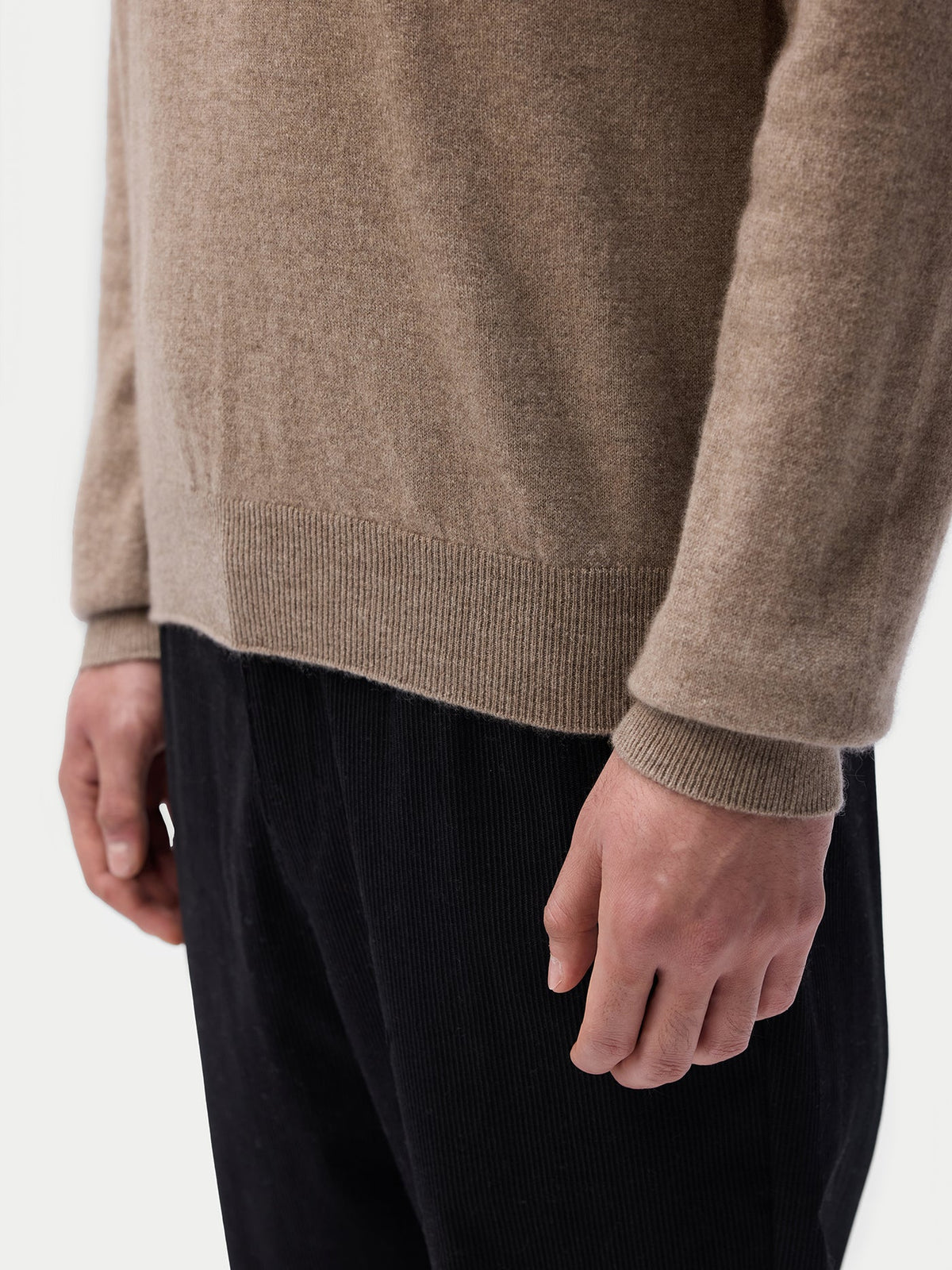 Essential Half-zip Cashmere Sweater — Taupe