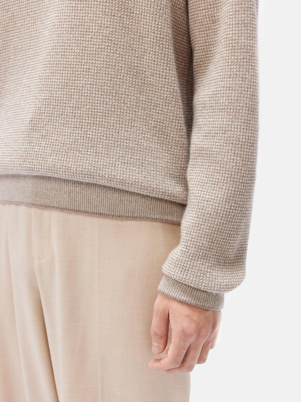 Men's Natural Color Cashmere Crewneck Sweater — Taupe