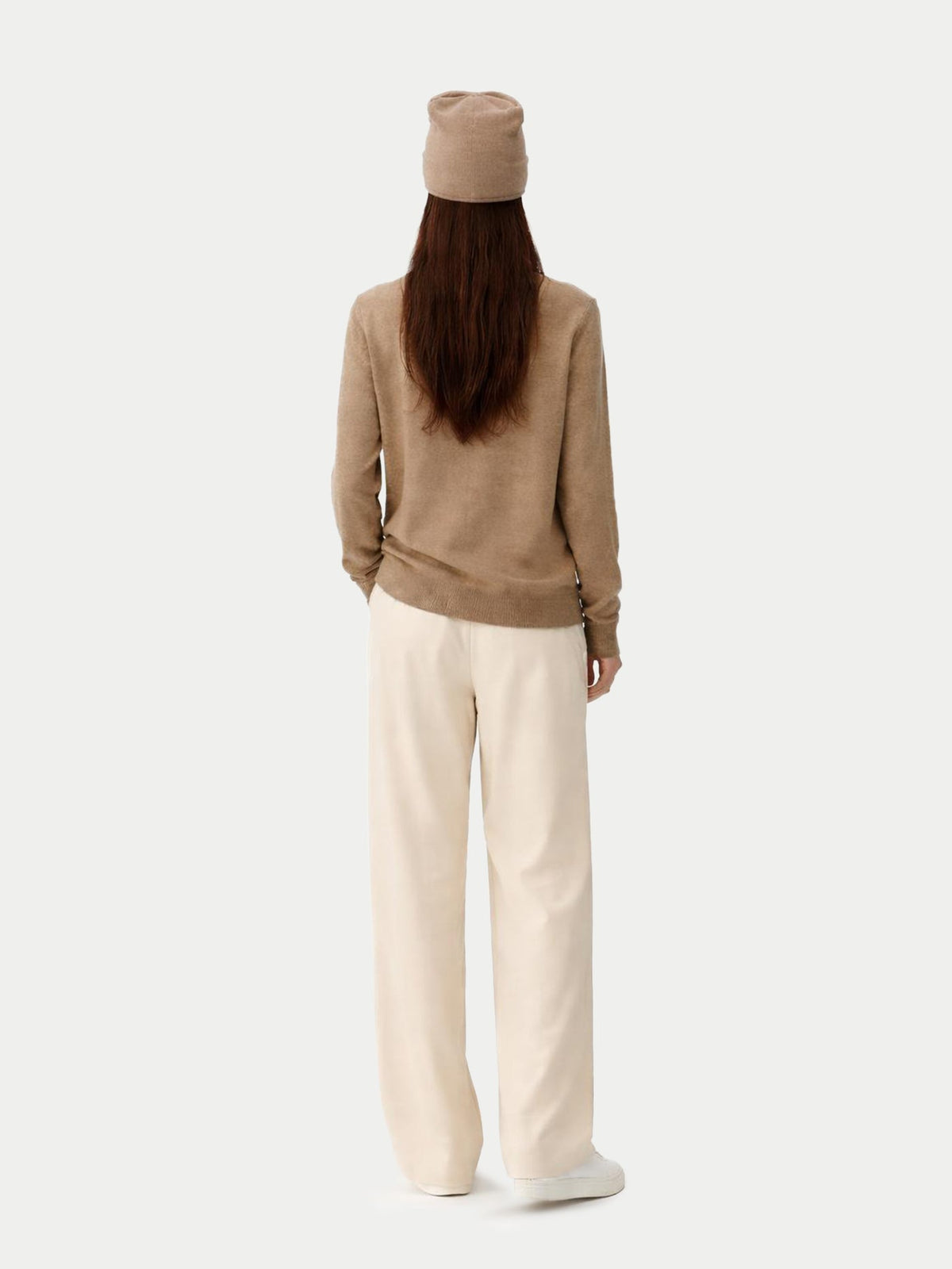 Cashmere Hat & Sweater Set — Taupe