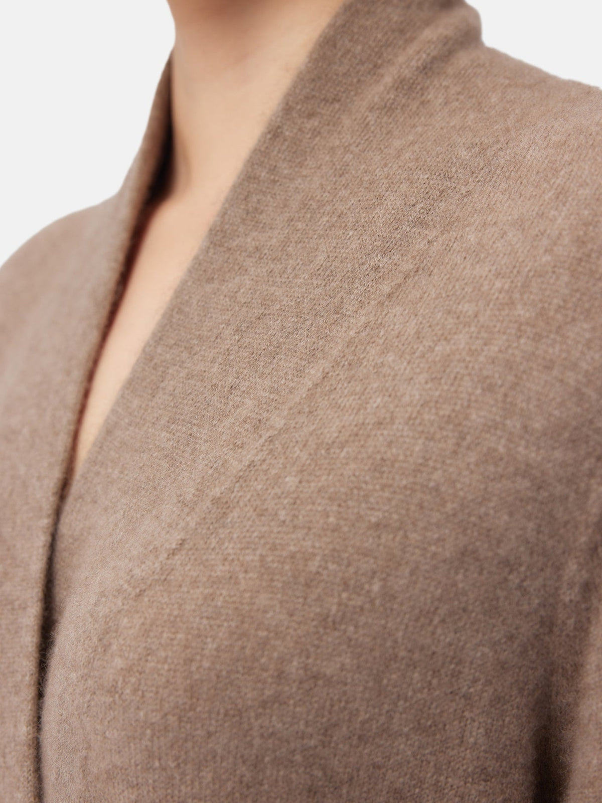 Natural Color Long Cashmere Robe — Taupe