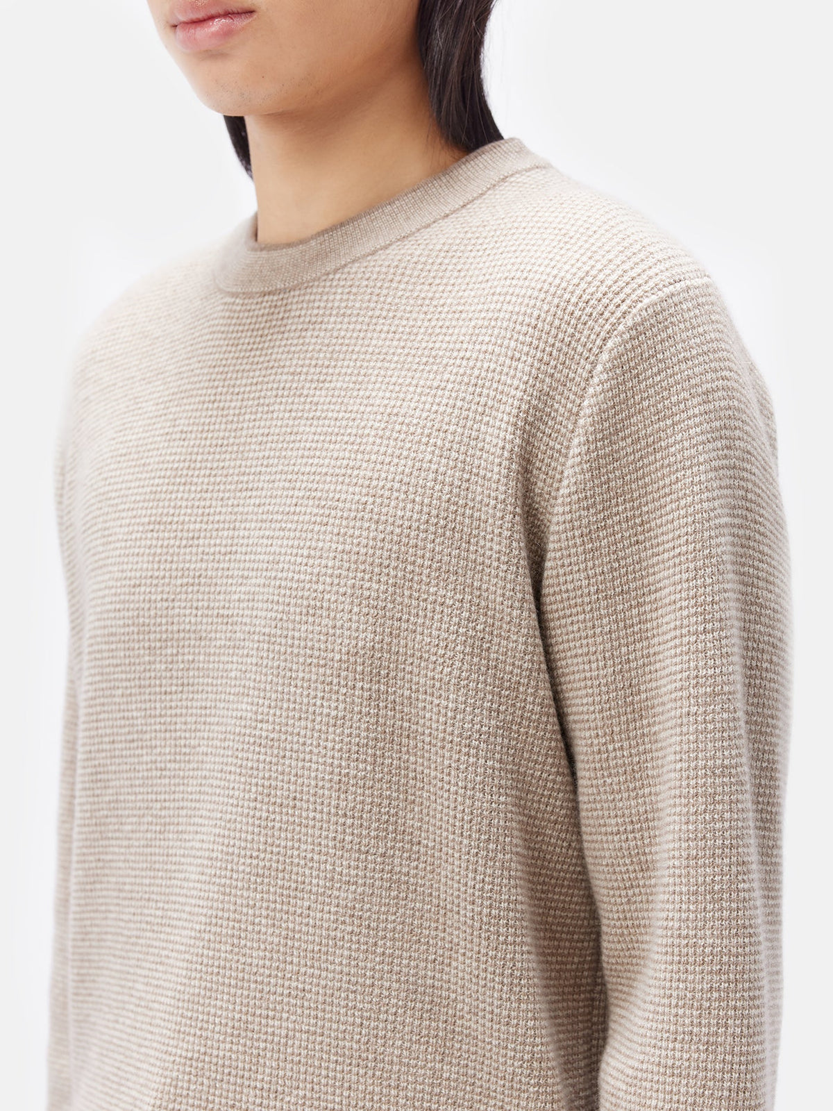 Men's Natural Color Cashmere Crewneck Sweater — Taupe