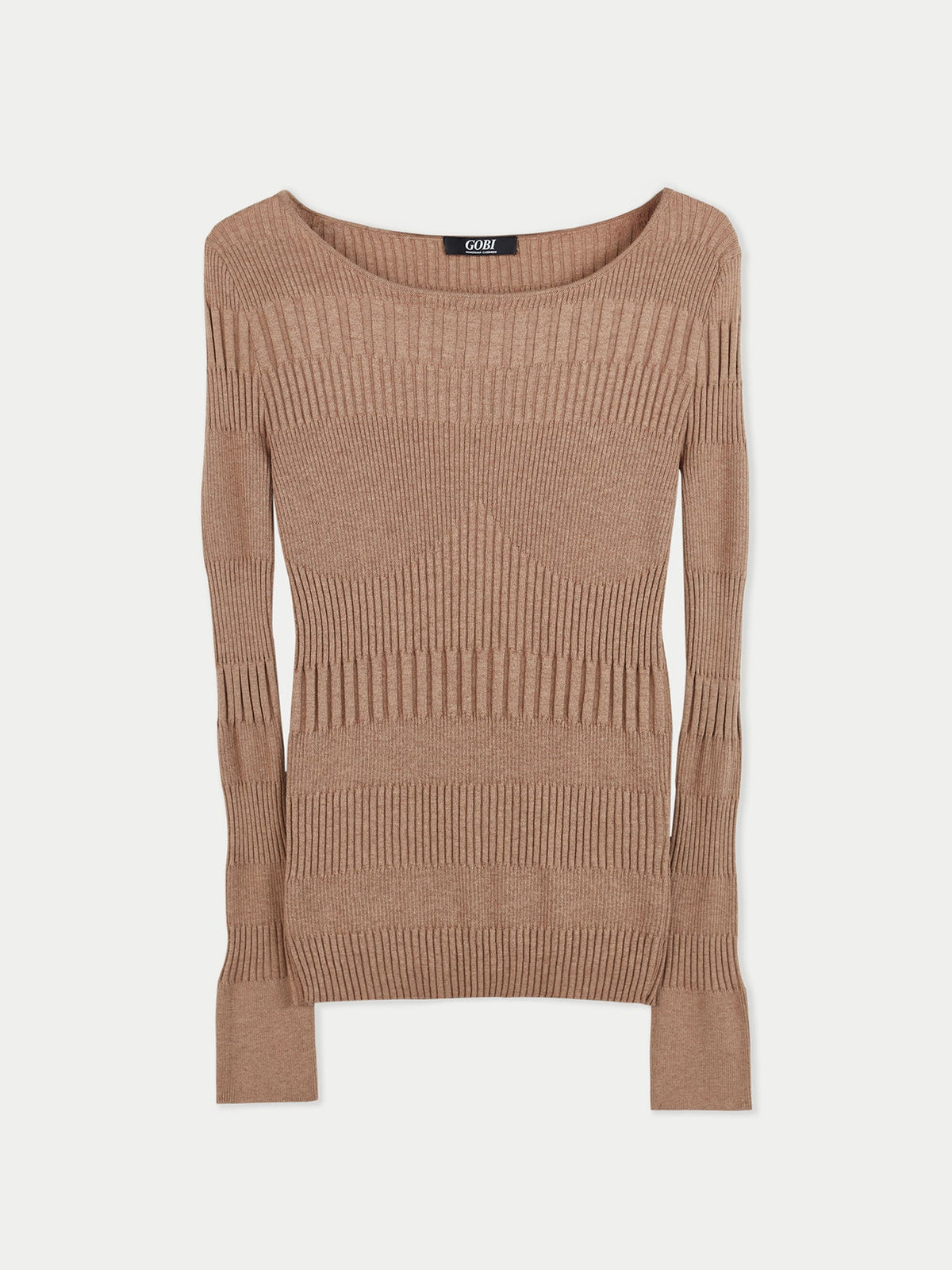 Ribbed Cotton Silk Cashmere Blend Sweater — Taupe Brown