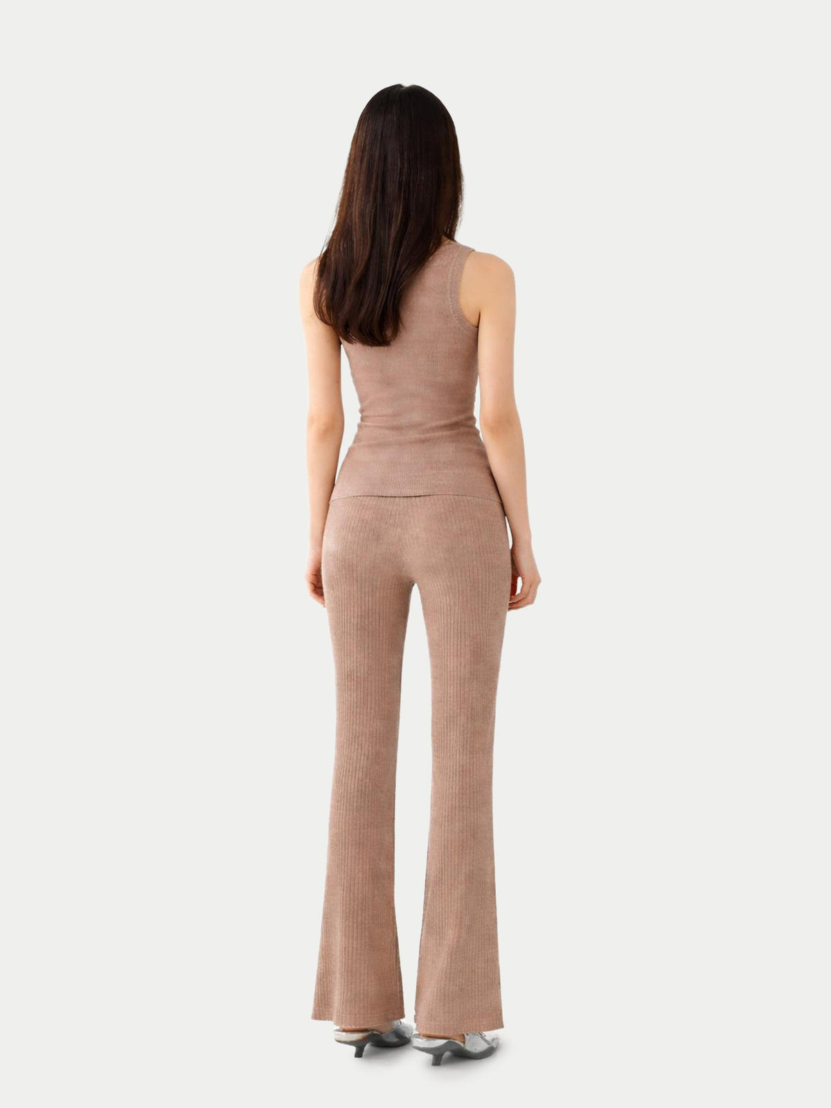 Ribbed Cotton Silk Cashmere Blend Tank Top — Taupe Brown