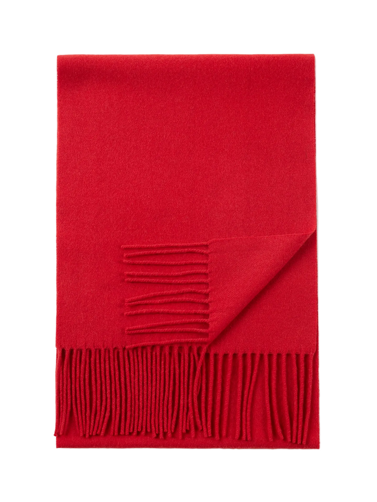 Cashmere Fringed Scarf — True Red